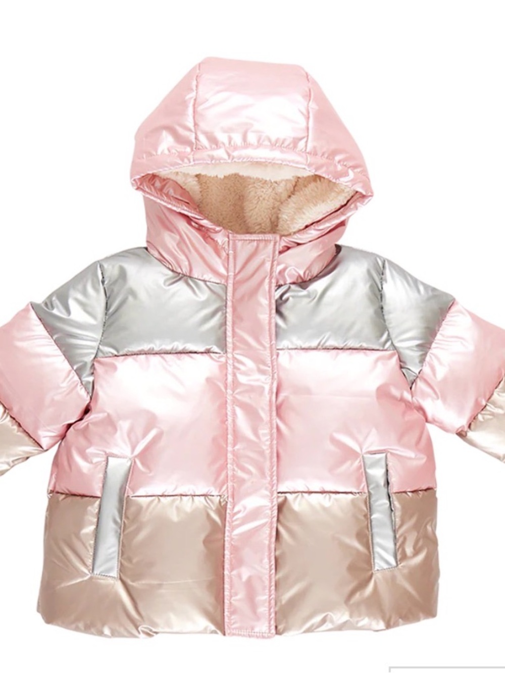 METALLIC COLOR BLOCK PETE PUFFER JACKET